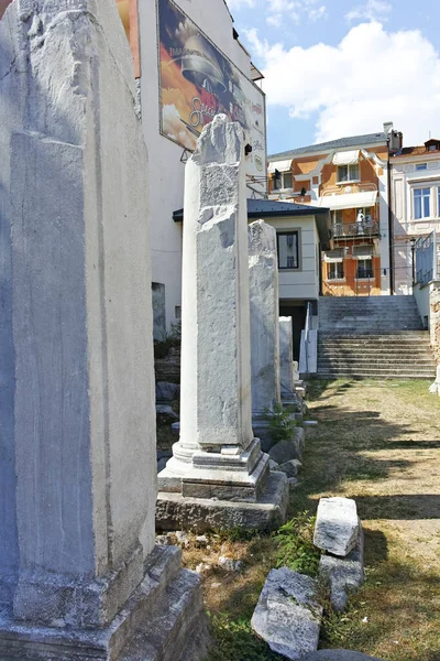 Plovdiv Bulgaria August 2022 Ruins Ancient Philippopolis Central Square City — Stock Fotó