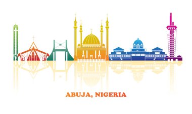 Colourfull Skyline panorama of city of Abuja, Nigeria - vector illustration