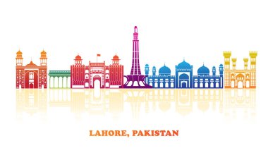 Colourfull Skyline panorama of city of Lahore, Pakistan - vector illustration