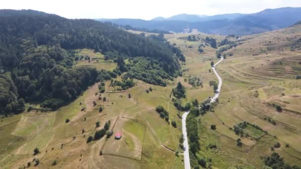 Aerial Summer View Rhodope Mountains Borino Smolyan Region Bulgaria — Stockvideo