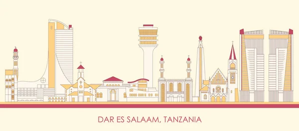 Cartoon Skyline Πανόραμα Της Πόλης Του Dar Salaam Τανζανία Εικονογράφηση — Διανυσματικό Αρχείο