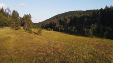 Aerial Sunset view of  Rhodopes Mountains near Beglika Reservoir, Pazardzhik Region, Bulgaria