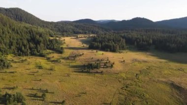 Aerial Sunset view of  Rhodopes Mountains near Beglika Reservoir, Pazardzhik Region, Bulgaria