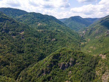 Aerial Summer view of Ecotrail Struilitsa and Devin River gorge, Smolyan Region, Bulgaria