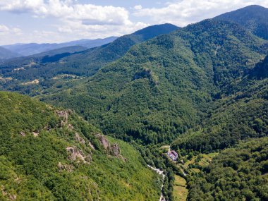 Aerial Summer view of Ecotrail Struilitsa and Devin River gorge, Smolyan Region, Bulgaria