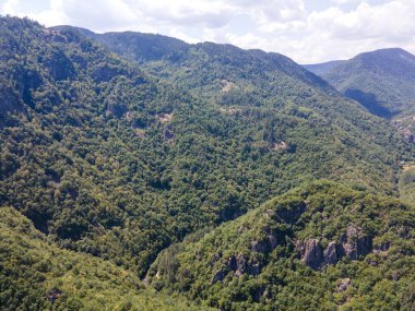 Aerial Summer view of Ecotrail Struilitsa and Devin River gorge, Smolyan Region, Bulgaria