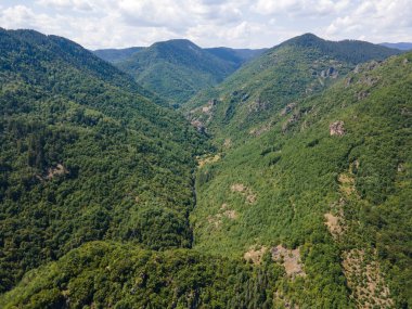 Aerial Summer view of Ecotrail Struilitsa and Devin River gorge, Smolyan Region, Bulgaria