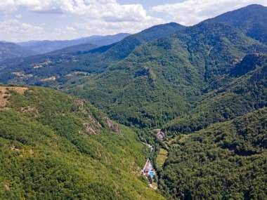 Aerial Summer view of Ecotrail Struilitsa and Devin River gorge, Smolyan Region, Bulgaria