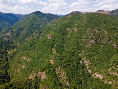 Aerial Summer view of Ecotrail Struilitsa and Devin River gorge, Smolyan Region, Bulgaria