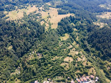 Aerial view of famous spa resort town of Devin, Smolyan region, Bulgaria