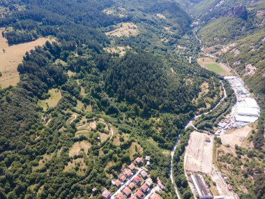 Aerial view of famous spa resort town of Devin, Smolyan region, Bulgaria