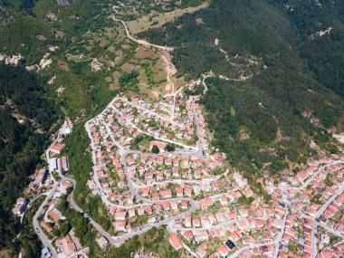 Aerial view of famous spa resort town of Devin, Smolyan region, Bulgaria