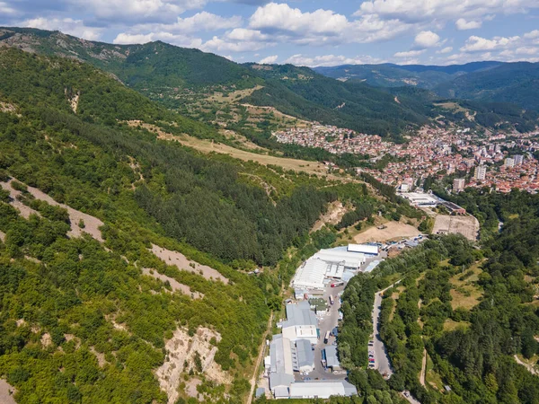 Aerial view of famous spa resort town of Devin, Smolyan region, Bulgaria