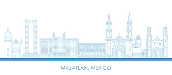 Outline Skyline Panorama City Mazatlan Mexico Vector Illustration —  Vetores de Stock