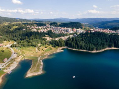 Aerial Summer view of Dospat Reservoir, Smolyan Region, Bulgaria