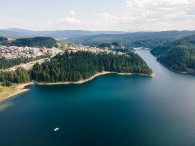 Aerial Summer view of Dospat Reservoir, Smolyan Region, Bulgaria