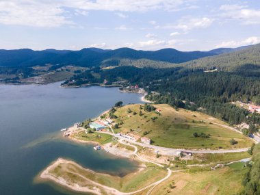Aerial Summer view of Dospat Reservoir, Smolyan Region, Bulgaria