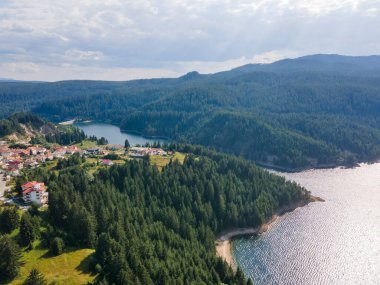 Aerial Summer view of Dospat Reservoir, Smolyan Region, Bulgaria
