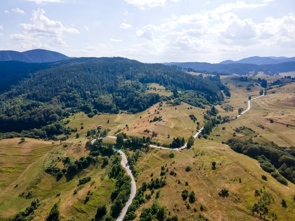 Aerial Summer view of Rhodope Mountains near village of Borino, Smolyan Region, Bulgaria