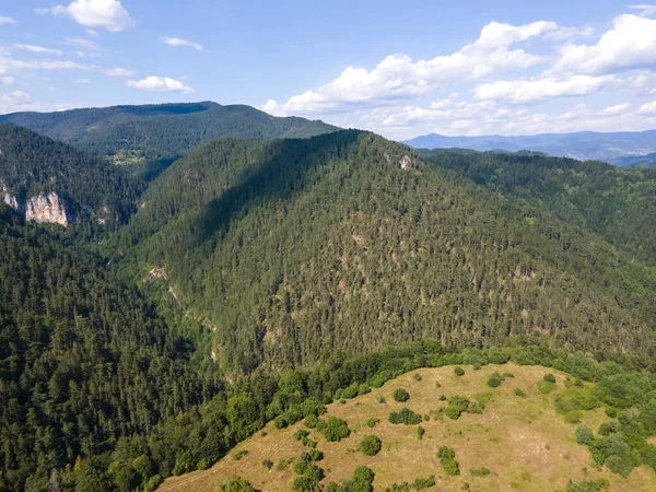 Aerial Summer View Rhodope Mountains Village Borino Smolyan Region Bulgaria — Stockfoto