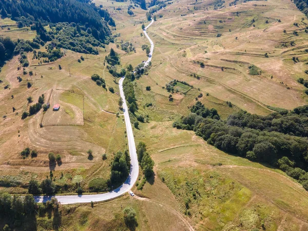 Aerial Summer view of Rhodope Mountains near village of Borino, Smolyan Region, Bulgaria
