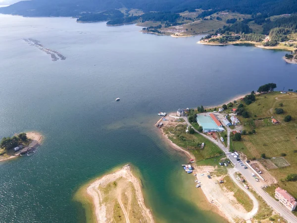Aerial Summer view of Dospat Reservoir, Smolyan Region, Bulgaria