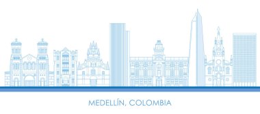 Outline Skyline panorama of city of Medellin, Colombia - vector illustration