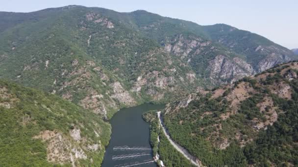 Aerial Summer View Krichim Reservoir Rhodopes Mountain Plovdiv Region Bulgaria — Wideo stockowe