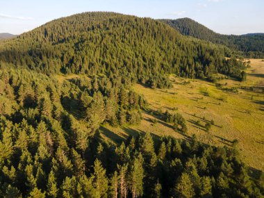 Aerial Sunset view of  Rhodopes Mountains near Beglika Reservoir, Pazardzhik Region, Bulgaria
