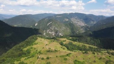 Aerial summer view of Rhodope Mountains near Borino, Smolyan Region, Bulgaria