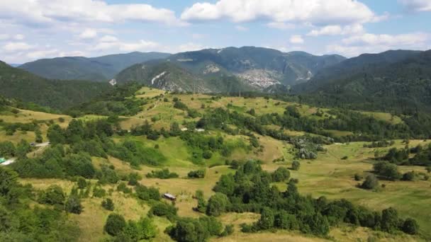 Aerial Summer View Rhodope Mountains Borino Smolyan Region Bulgaria — Stockvideo