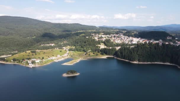 Aerial Summer View Dospat Reservoir Smolyan Region Βουλγαρία — Αρχείο Βίντεο