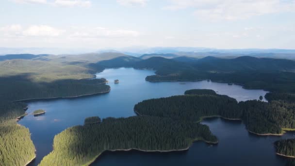 Aerial Summer View Shiroka Polyana Wide Meadow Reservoir Pazardzhik Region — Vídeos de Stock
