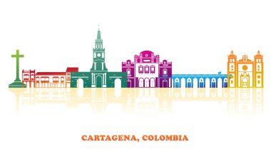 Colourfull Skyline panorama of city of Cartagena, Colombia - vector illustration clipart