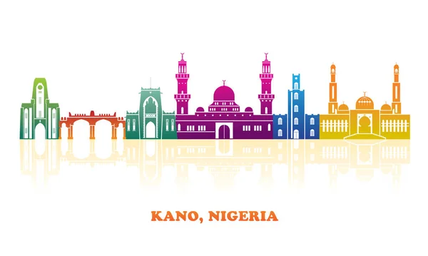Colourfull Skyline Panorama City Kano Nigeria Vector Illustration —  Vetores de Stock