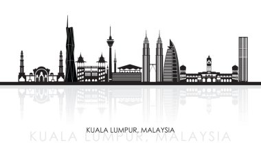 Silhouette Skyline panorama of city of Kuala Lumpur, Malaysia - vector illustration