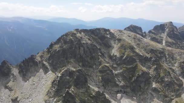 Aerial Summer View Lovnitsa Peak Rila Mountain Bulgaria — Video