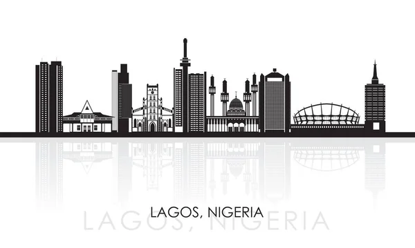 Silhouette Skyline Panorama City Lagos Nigeria Vector Illustration —  Vetores de Stock