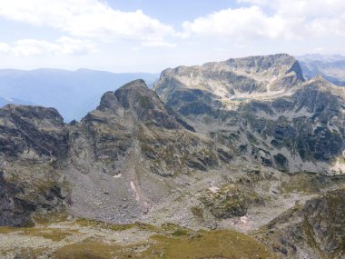 Aerial summer view of Rila Mountain near Lovnitsa peak, Bulgaria