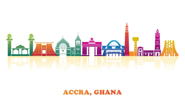 Colourfull Skyline Panorama City Accra Ghana Vector Illustration —  Vetores de Stock