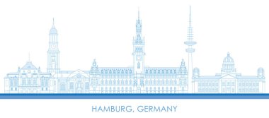 Outline Skyline panorama of city of Hamburg, Germany  - vector illustration
