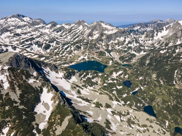 Vista Aérea Incrível Montanha Pirin Perto Lagos Kremenski Bulgária — Fotografia de Stock