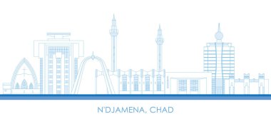Outline Skyline panorama of city of N'djamena, Chad - vector illustration