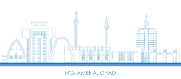 Outline Skyline Panorama City Djamena Chad Vector Illustration —  Vetores de Stock