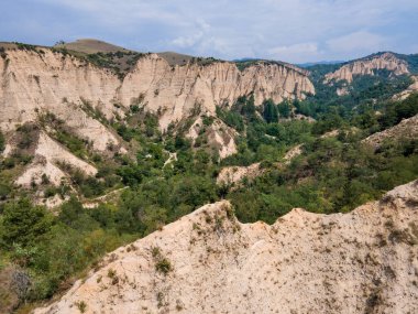 Bulgaristan 'ın Blagoevgrad bölgesinin tarihi Melnik kasabasının hava manzarası