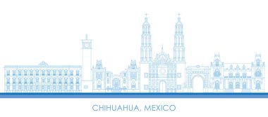 Outline Skyline panorama of city of Chihuahua, Mexico - vector illustration