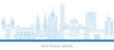 Outline Skyline panorama of city of Sao Paulo, Brazil - vector illustration
