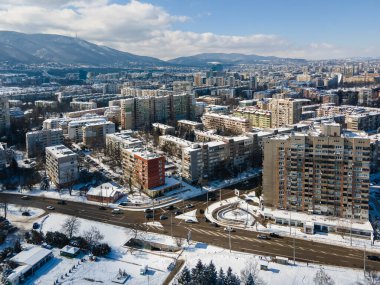 Amazing Aerial Winter view of South Park in city of Sofia, Bulgaria