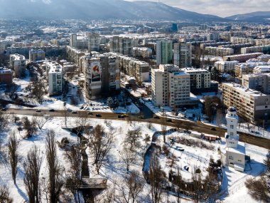 Amazing Aerial Winter view of South Park in city of Sofia, Bulgaria
