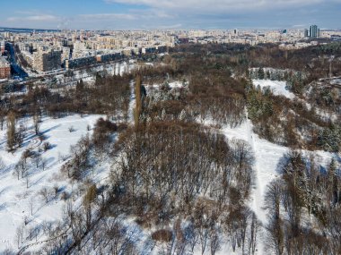 Amazing Aerial Winter view of South Park in city of Sofia, Bulgaria